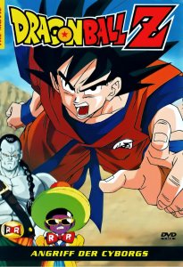 Motiv aus dem Dragon-Ball-Z-Film Angriff der Cyborgs mit actionreicher Darstellung mehrerer Figuren